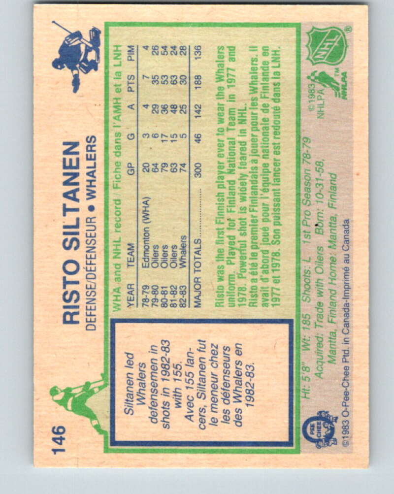 1983-84 O-Pee-Chee #146 Risto Siltanen Hartford Whalers V27202