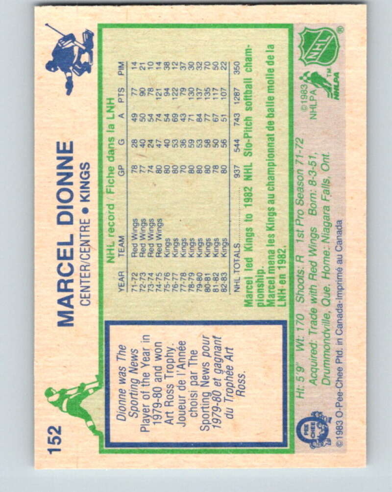 1983-84 O-Pee-Chee #152 Marcel Dionne Los Angeles Kings V27228