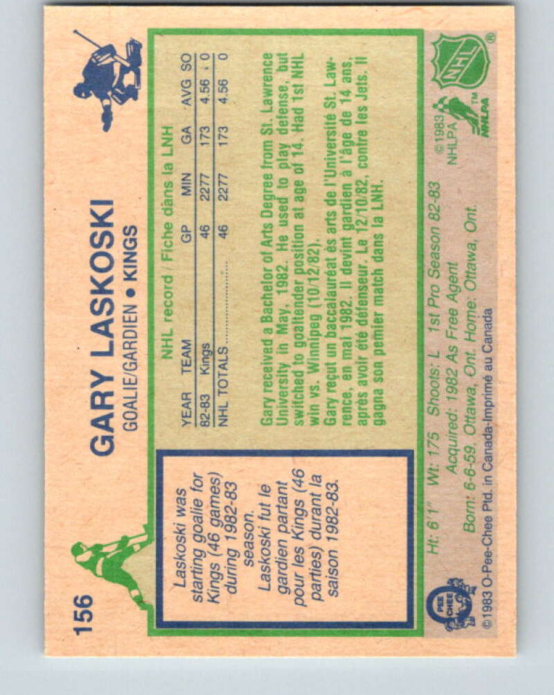 1983-84 O-Pee-Chee #156 Gary Laskoski RC Rookie Kings V27240