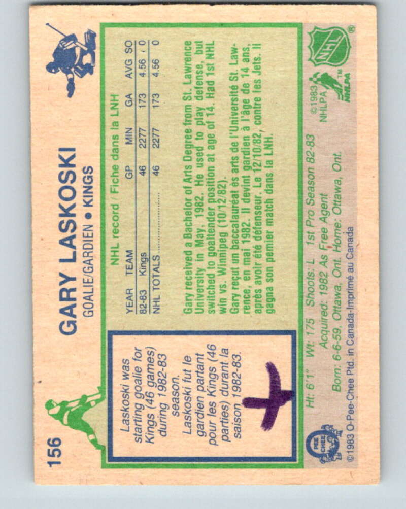 1983-84 O-Pee-Chee #156 Gary Laskoski RC Rookie Kings V27242