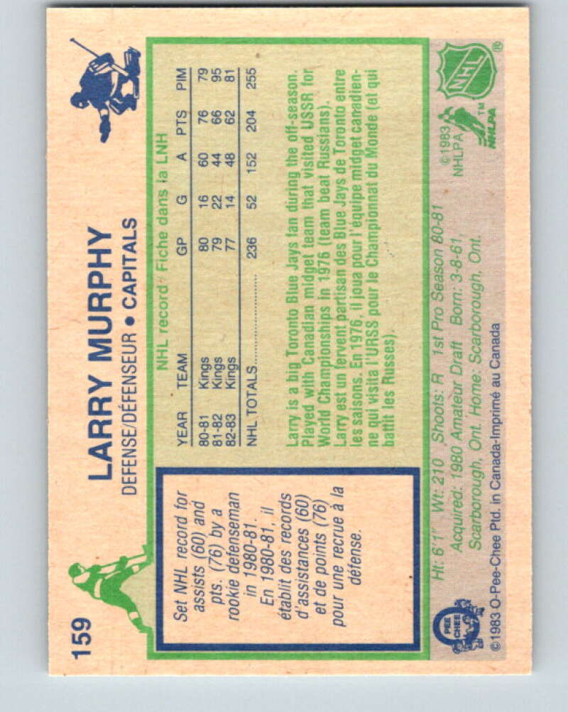 1983-84 O-Pee-Chee #159 Larry Murphy Washington Capitals V25924