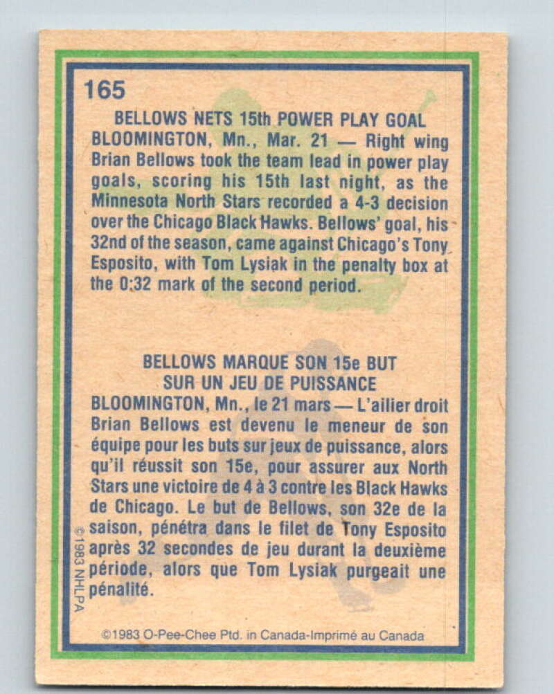 1983-84 O-Pee-Chee #165 Brian Bellows HL Minnesota North Stars V25942