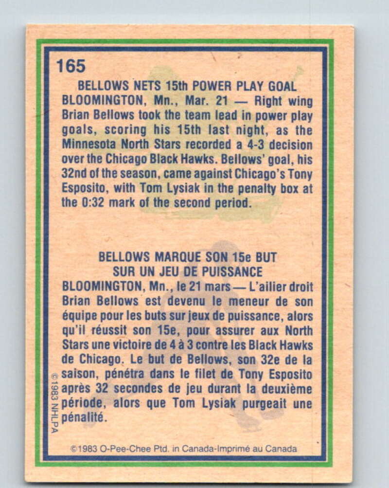 1983-84 O-Pee-Chee #165 Brian Bellows HL Minnesota North Stars V25944