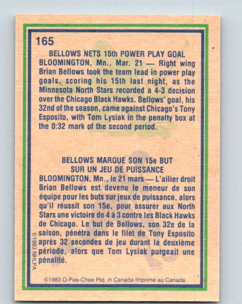 1983-84 O-Pee-Chee #165 Brian Bellows HL Minnesota North Stars V25946