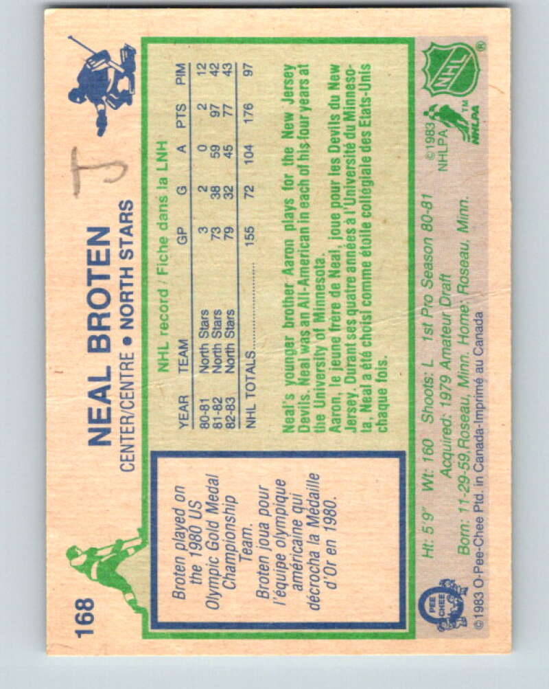 1983-84 O-Pee-Chee #168 Neal Broten Minnesota North Stars V25952