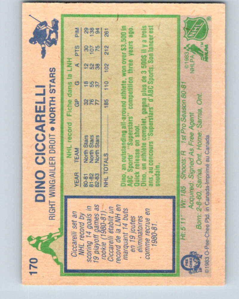 1983-84 O-Pee-Chee #170 Dino Ciccarelli Minnesota North Stars V27267