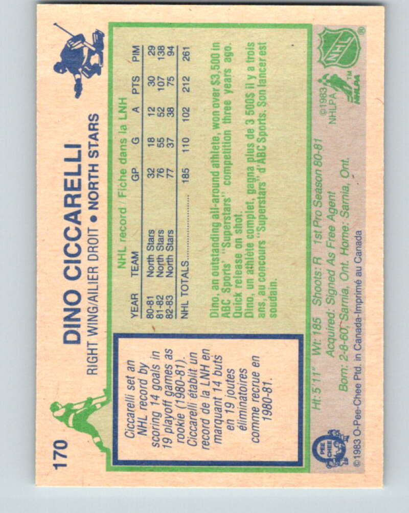 1983-84 O-Pee-Chee #170 Dino Ciccarelli Minnesota North Stars V27268
