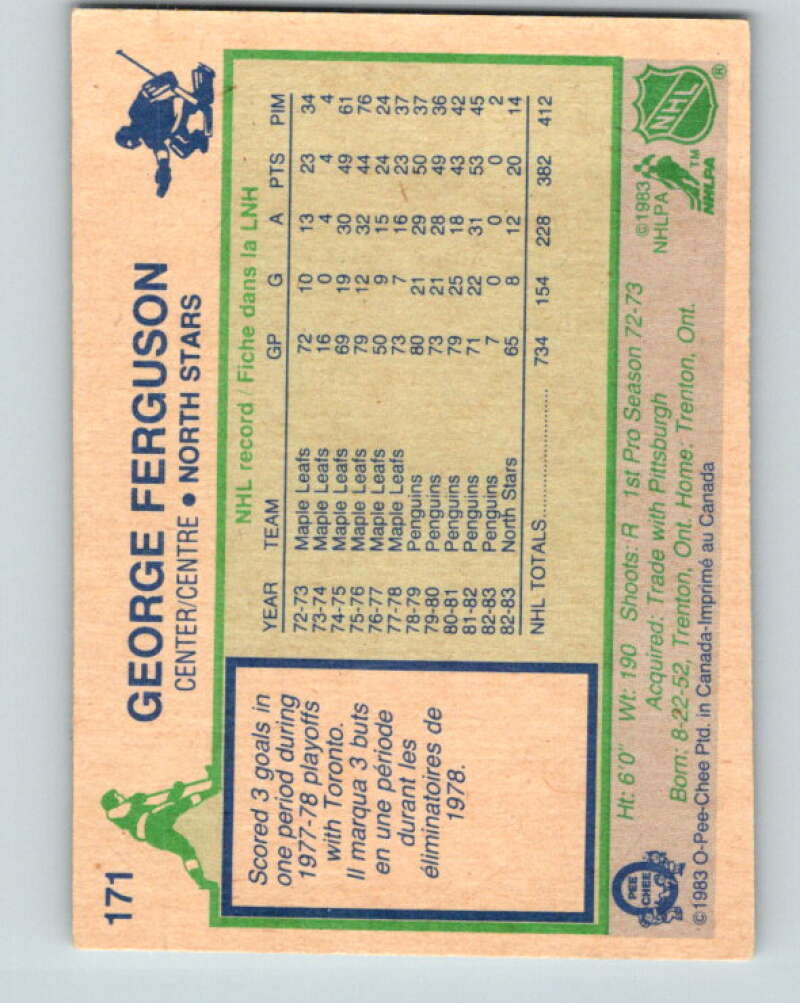 1983-84 O-Pee-Chee #171 George Ferguson Minnesota North Stars V27270