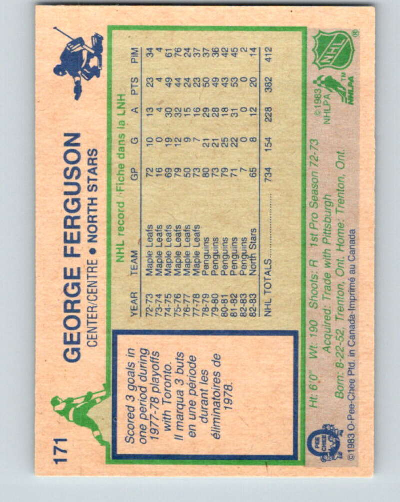 1983-84 O-Pee-Chee #171 George Ferguson Minnesota North Stars V27271