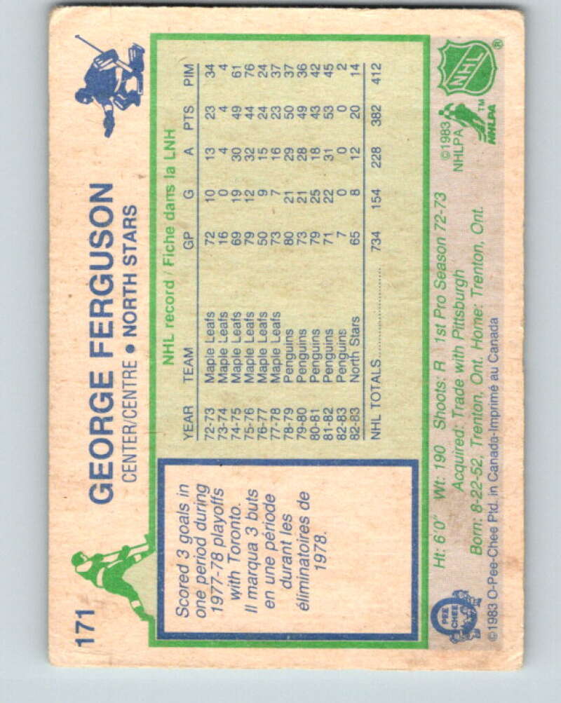 1983-84 O-Pee-Chee #171 George Ferguson Minnesota North Stars V27273