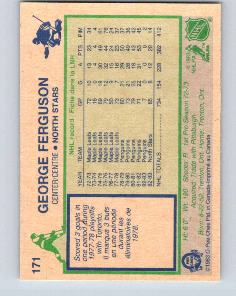 1983-84 O-Pee-Chee #171 George Ferguson Minnesota North Stars V27275