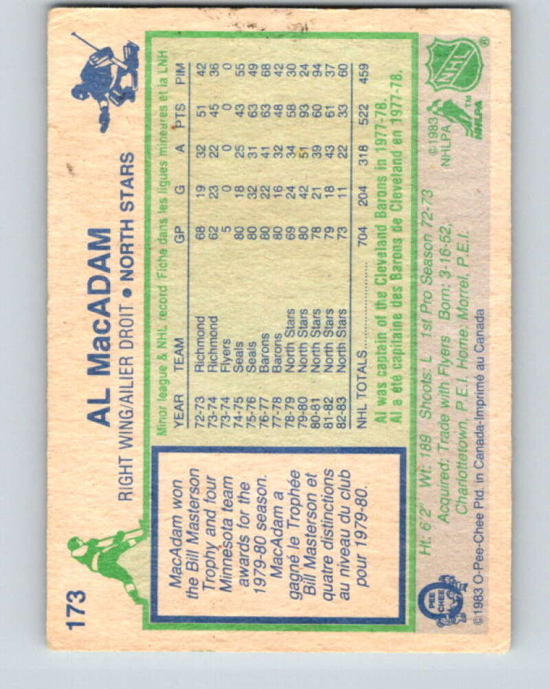 1983-84 O-Pee-Chee #173 Al MacAdam Minnesota North Stars V27280