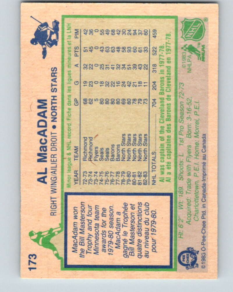 1983-84 O-Pee-Chee #173 Al MacAdam Minnesota North Stars V27286