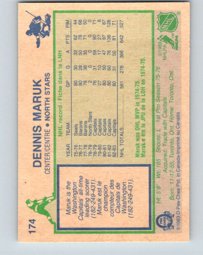 1983-84 O-Pee-Chee #174 Dennis Maruk Minnesota North Stars V27288