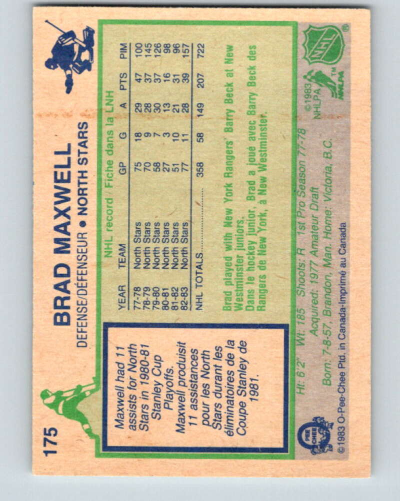1983-84 O-Pee-Chee #175 Brad Maxwell Minnesota North Stars V27290