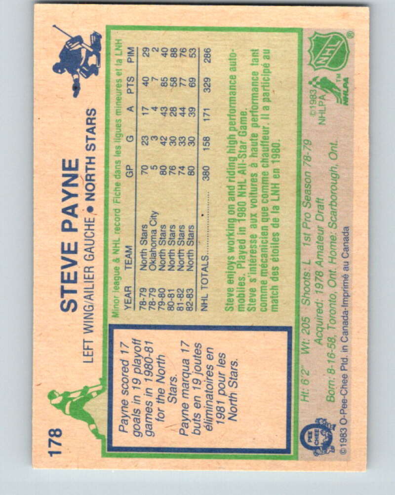 1983-84 O-Pee-Chee #178 Steve Payne Minnesota North Stars V27302