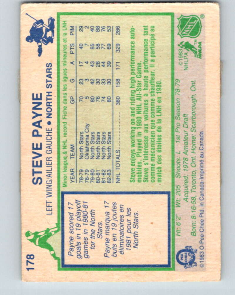 1983-84 O-Pee-Chee #178 Steve Payne Minnesota North Stars V27303