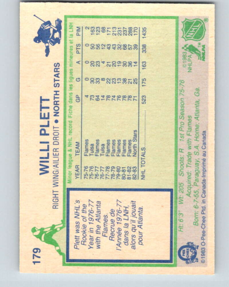 1983-84 O-Pee-Chee #179 Willi Plett Minnesota North Stars V27311