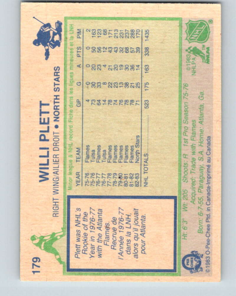 1983-84 O-Pee-Chee #179 Willi Plett Minnesota North Stars V27312