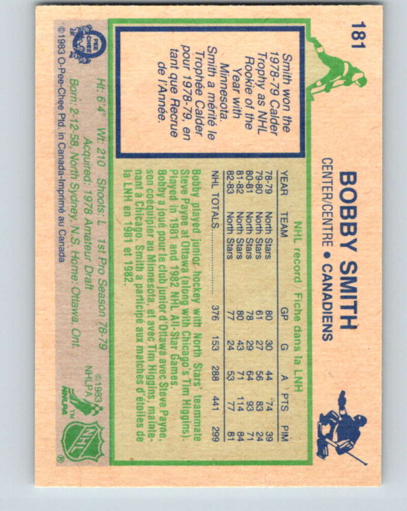 1983-84 O-Pee-Chee #181 Bobby Smith Montreal Canadiens V27321