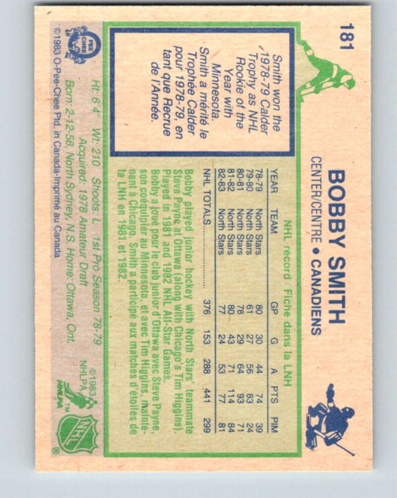 1983-84 O-Pee-Chee #181 Bobby Smith Montreal Canadiens V27322