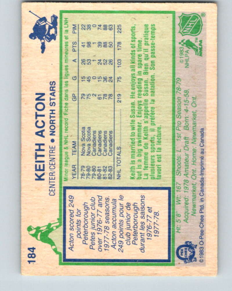 1983-84 O-Pee-Chee #184 Keith Acton Minnesota North Stars V27335