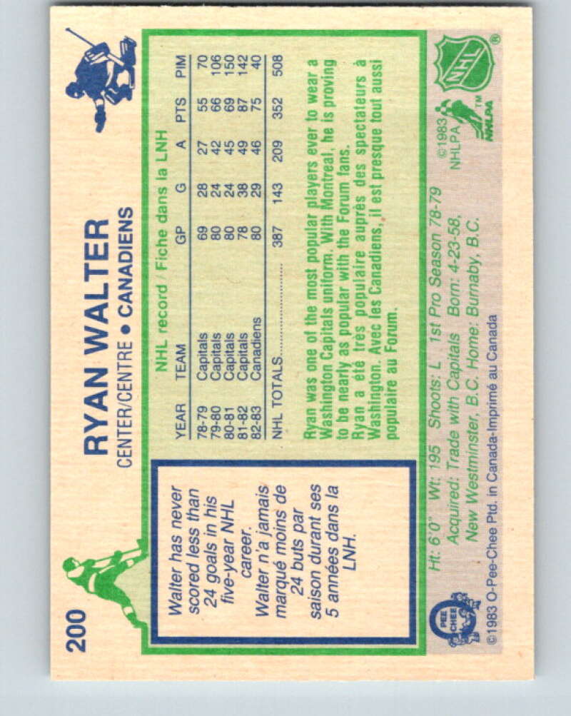 1983-84 O-Pee-Chee #200 Ryan Walter Montreal Canadiens V27383