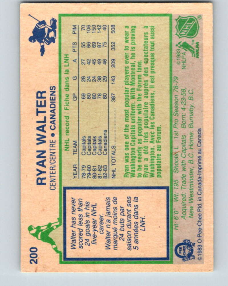 1983-84 O-Pee-Chee #200 Ryan Walter Montreal Canadiens V27384