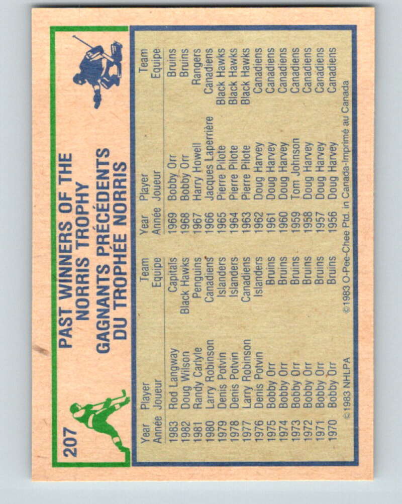 1983-84 O-Pee-Chee #207 Rod Langway Washington Capitals V27399