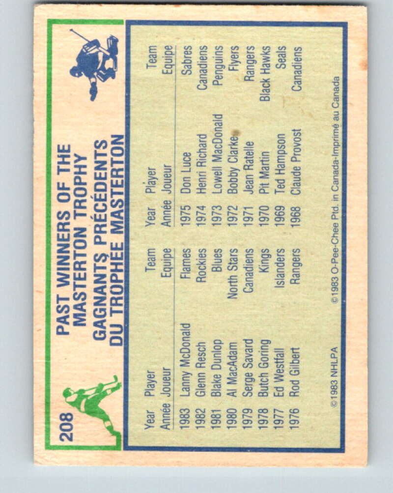 1983-84 O-Pee-Chee #208 Lanny McDonald Calgary Flames V27401