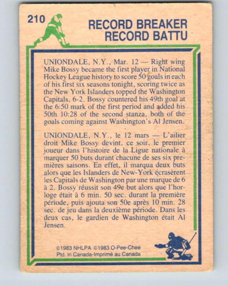 1983-84 O-Pee-Chee #210 Mike Bossy RB New York Islanders V27407