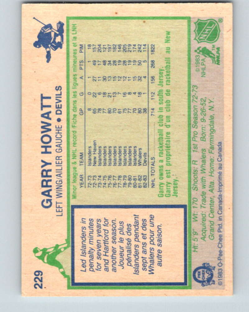 1983-84 O-Pee-Chee #229 Garry Howatt New Jersey Devils V27460
