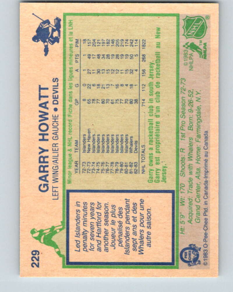 1983-84 O-Pee-Chee #229 Garry Howatt New Jersey Devils V27462