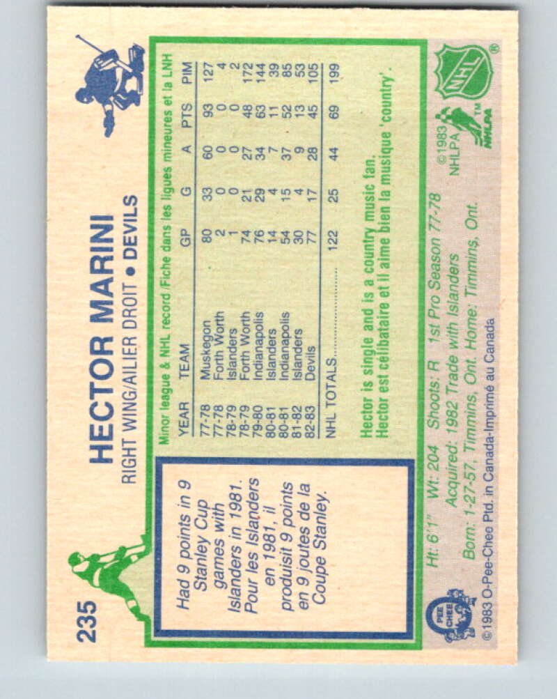 1983-84 O-Pee-Chee #235 Hector Marini RC Rookie Devils V27490