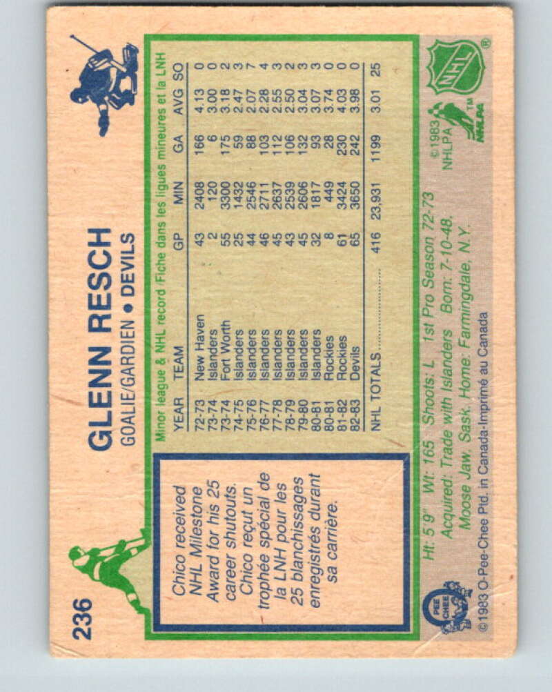 1983-84 O-Pee-Chee #236 Glenn Resch New Jersey Devils V27495