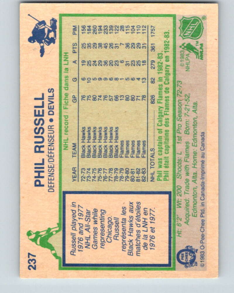 1983-84 O-Pee-Chee #237 Phil Russell New Jersey Devils V27501