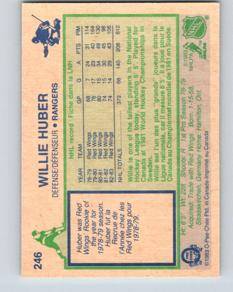 1983-84 O-Pee-Chee #246 Willie Huber New York Rangers V27531