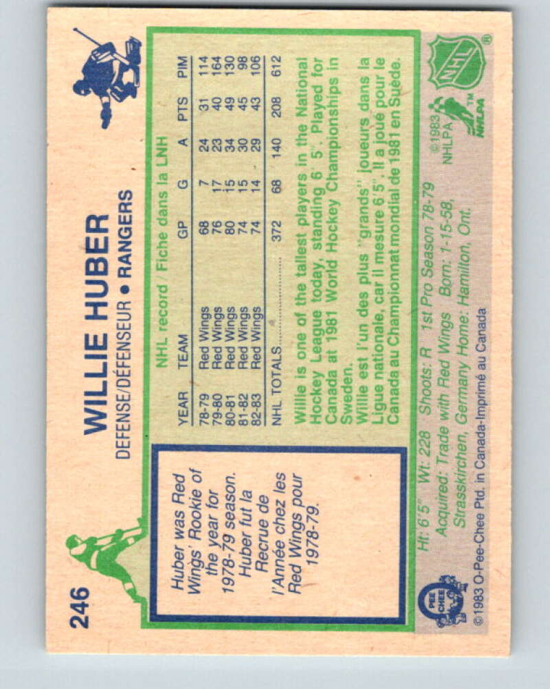 1983-84 O-Pee-Chee #246 Willie Huber New York Rangers V27532