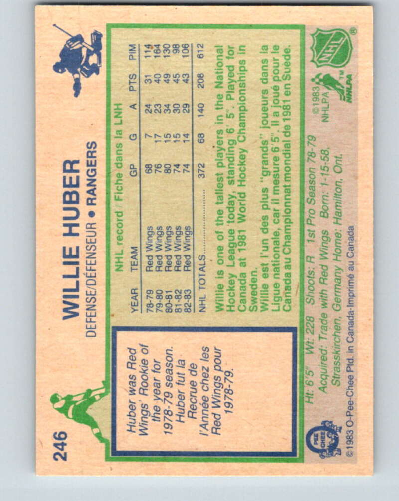 1983-84 O-Pee-Chee #246 Willie Huber New York Rangers V27533