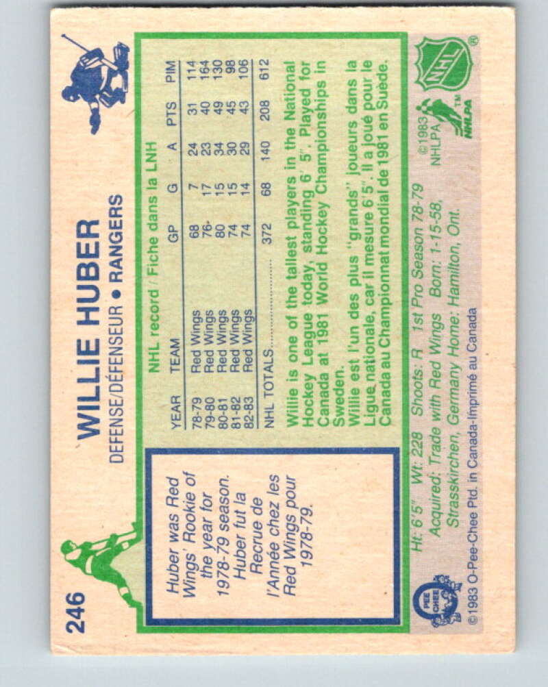 1983-84 O-Pee-Chee #246 Willie Huber New York Rangers V27534