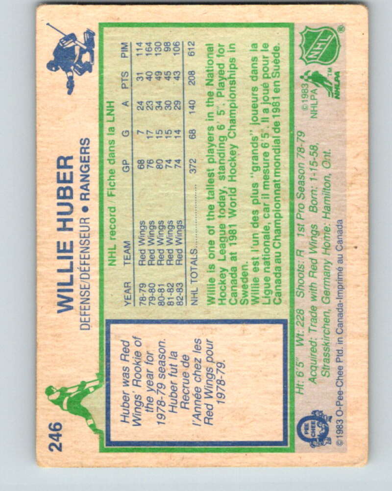1983-84 O-Pee-Chee #246 Willie Huber New York Rangers V27535