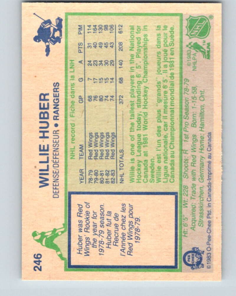 1983-84 O-Pee-Chee #246 Willie Huber New York Rangers V27536