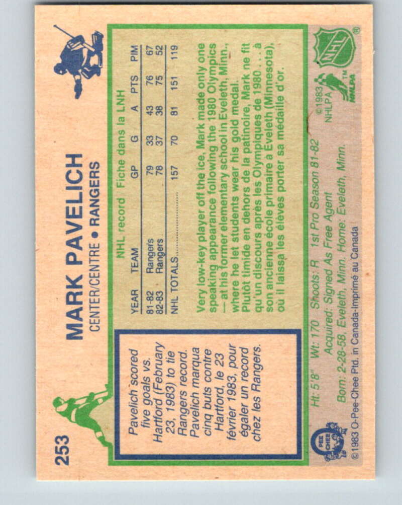 1983-84 O-Pee-Chee #253 Mark Pavelich New York Rangers V27554