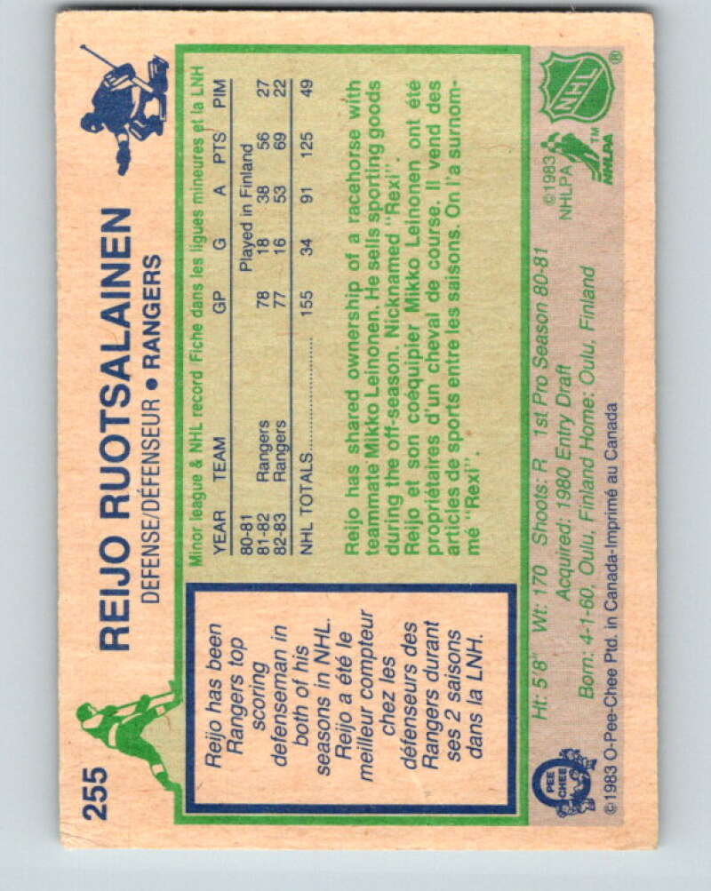 1983-84 O-Pee-Chee #255 Reijo Ruotsalainen New York Rangers V27564
