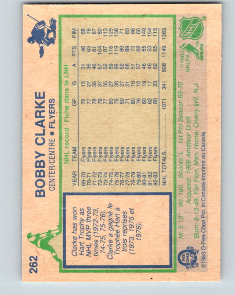 1983-84 O-Pee-Chee #262 Bobby Clarke Philadelphia Flyers V27583
