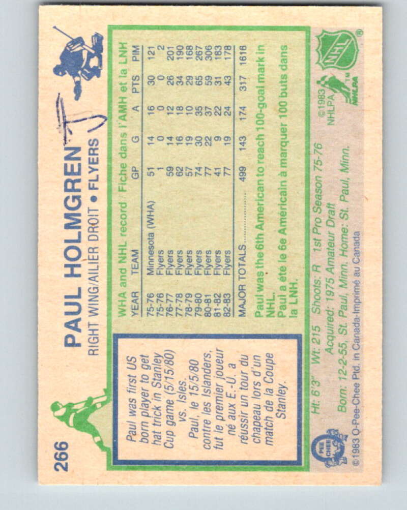 1983-84 O-Pee-Chee #266 Paul Holmgren Philadelphia Flyers V27600