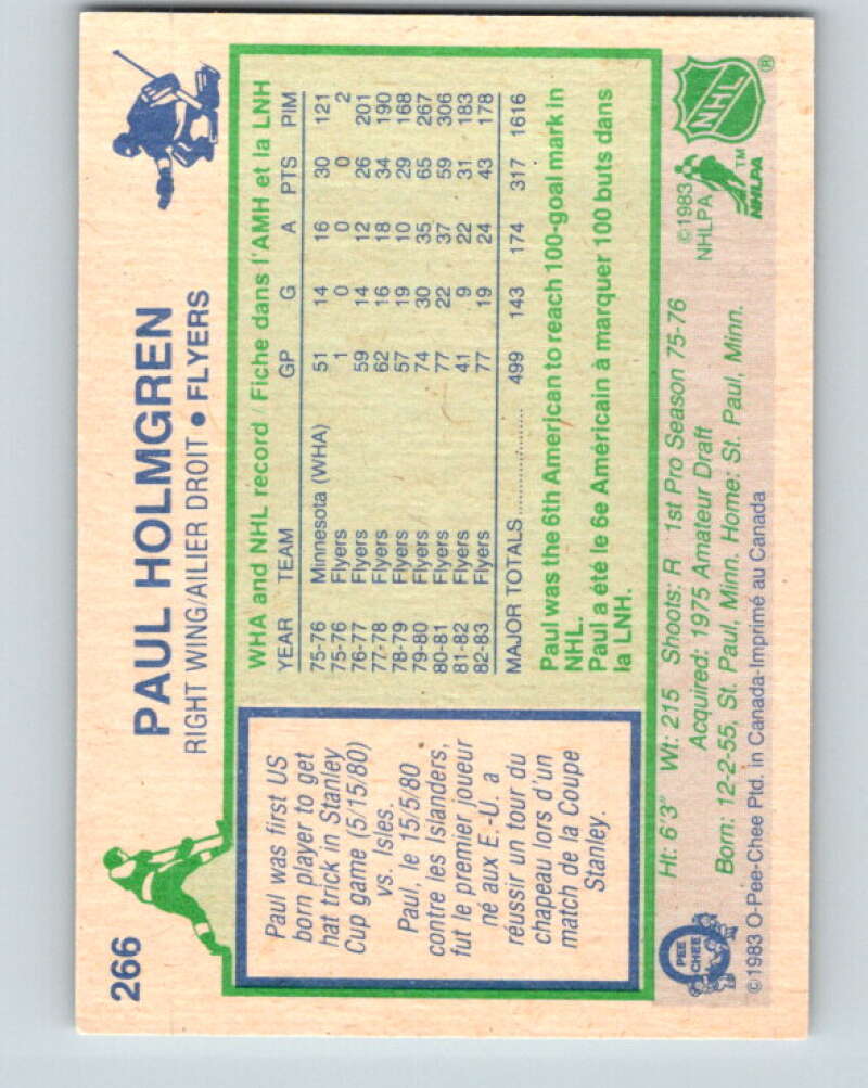 1983-84 O-Pee-Chee #266 Paul Holmgren Philadelphia Flyers V27601