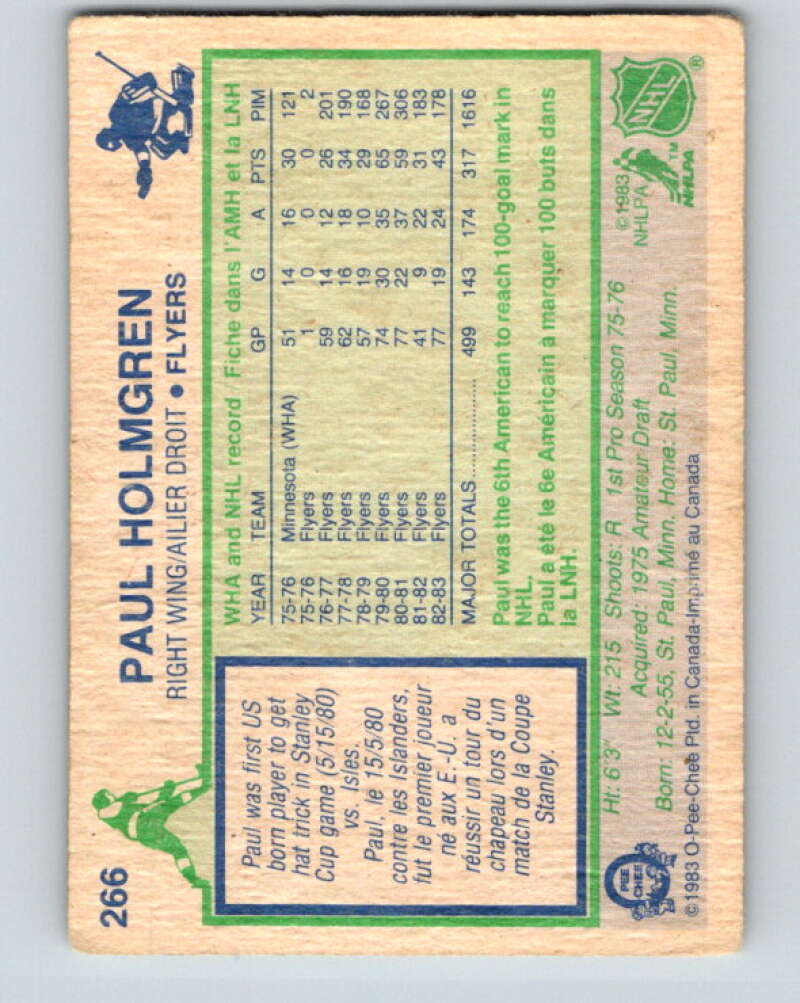 1983-84 O-Pee-Chee #266 Paul Holmgren Philadelphia Flyers V27602