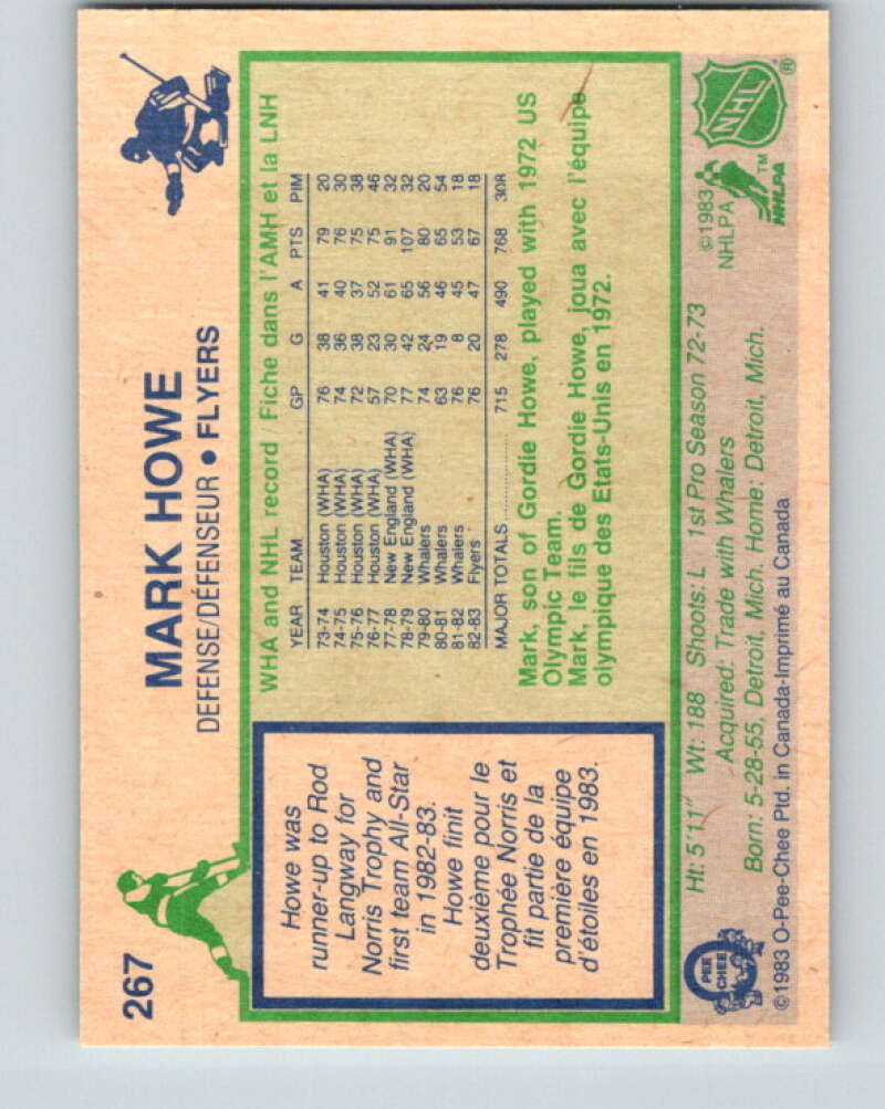 1983-84 O-Pee-Chee #267 Mark Howe Philadelphia Flyers V27608