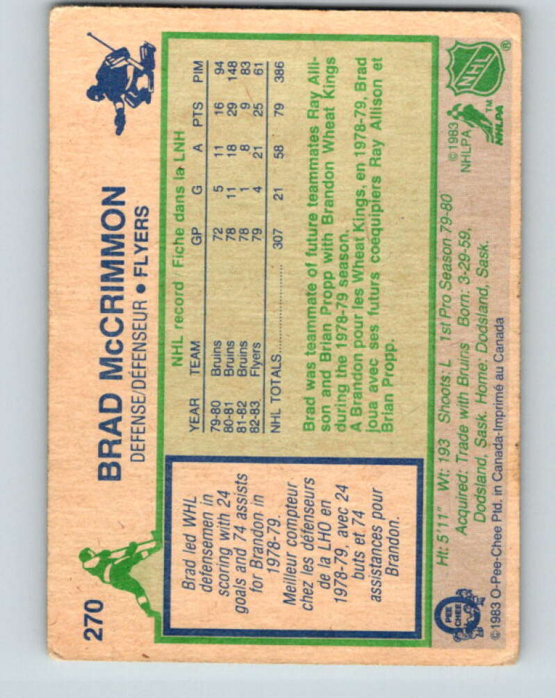1983-84 O-Pee-Chee #270 Brad McCrimmon Philadelphia Flyers V27611